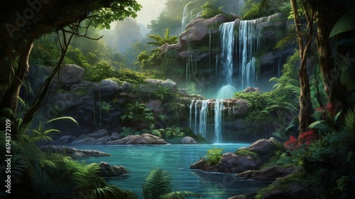 waterfall in the jungle © PZ Studio
