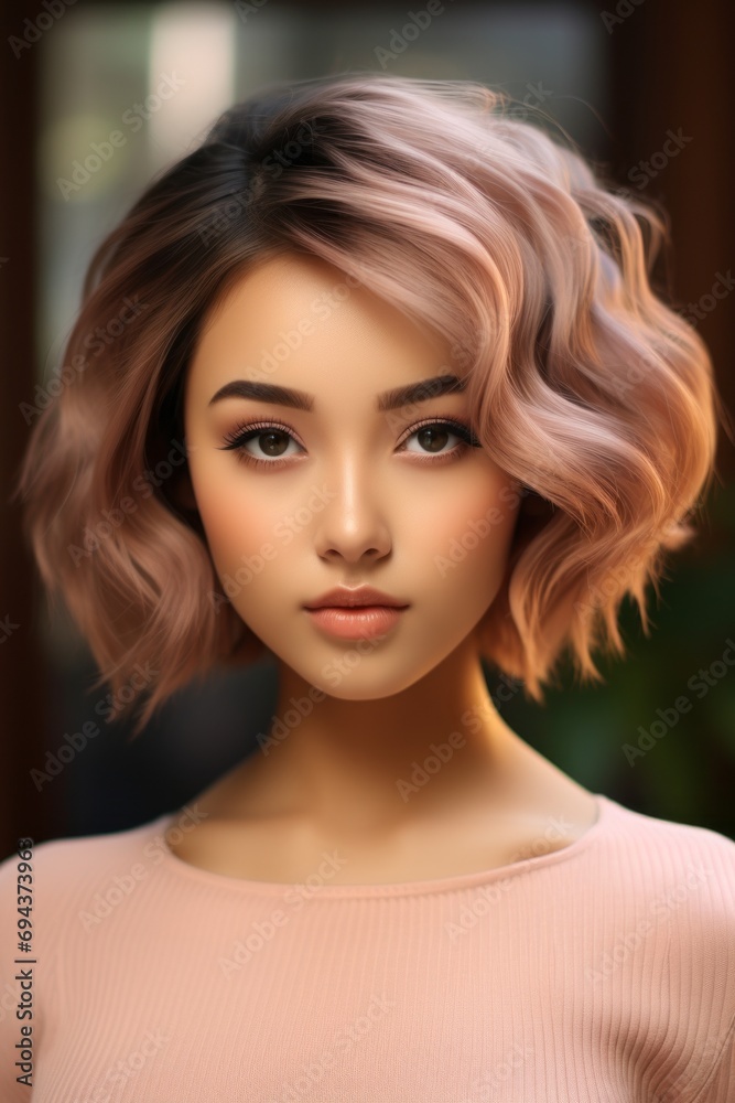 Portrait of a Beautiful Caucasian Woman in a Peach Fuzz Sweater Portrait of a Beautiful Caucasian Woman in a Peach Fuzz Sweater