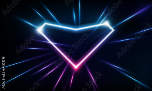 Abstract Modern colored poster for sports Light out technology and with neon heart for Valentine.love. Hitech communication concept innovation background, vector design