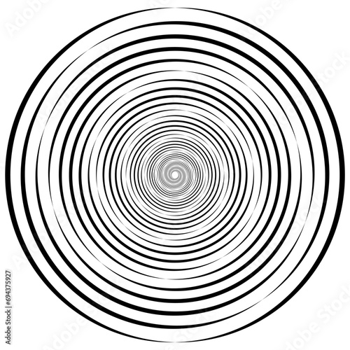 Spiral with black speed lines as dynamic abstract vector background or logo or icon. Artistic illustration with perspective on white background. spiral lines