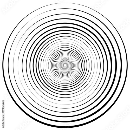 Spiral with black speed lines as dynamic abstract vector background or logo or icon. Artistic illustration with perspective on white background.spiral modern