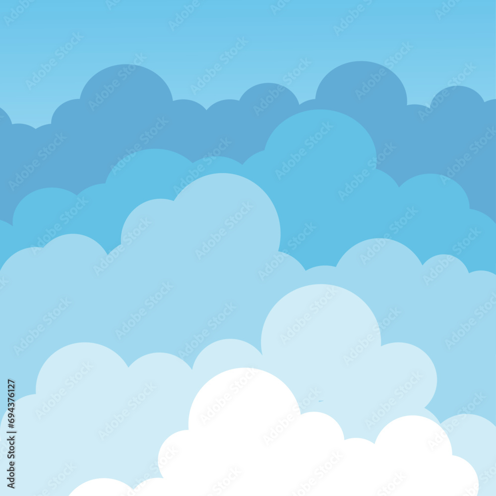 Cloudy with blue sky landscape vector background illustration.