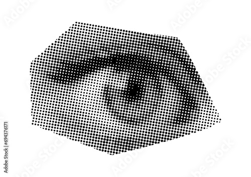 Punk y2k black and white collage elements. Female eye and gaze on white background