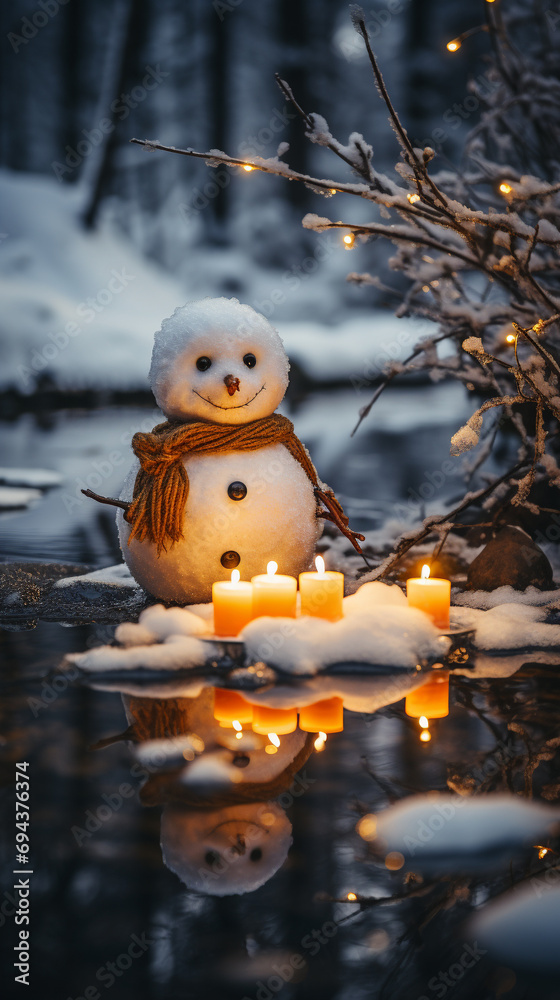 Obraz premium snowman in the forest
