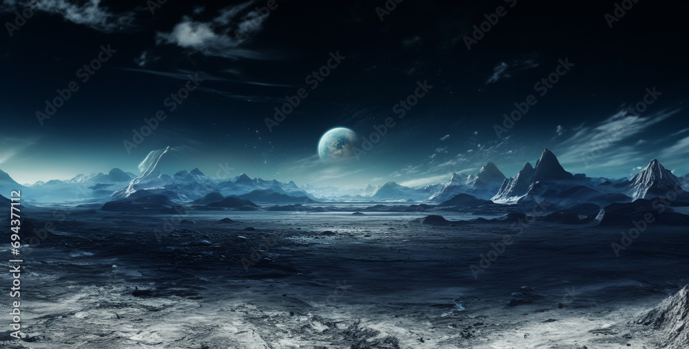 landscape with moon, a cinematic space background