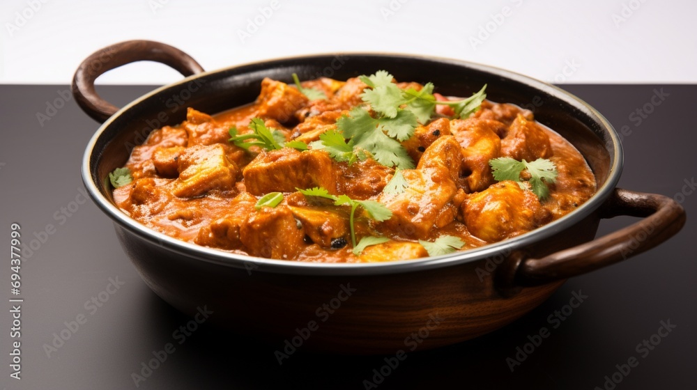 a classic curry dish, its rich and spicy flavors displayed against a clean white background, promising a journey into the heart of global cuisine.