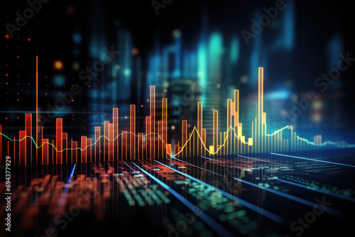 Financial stock market graph on technology abstract background Ai generated © Tanu