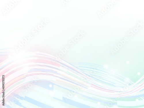 カラフルな波の未来的な背景、虹色の幾何学模様
