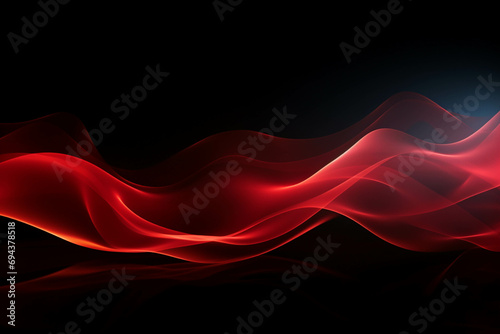 curved red neon light wave. © Gun
