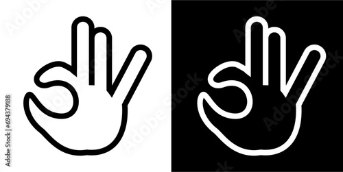 Hand gestures Icon. Black icon. Black line logo. Gestures