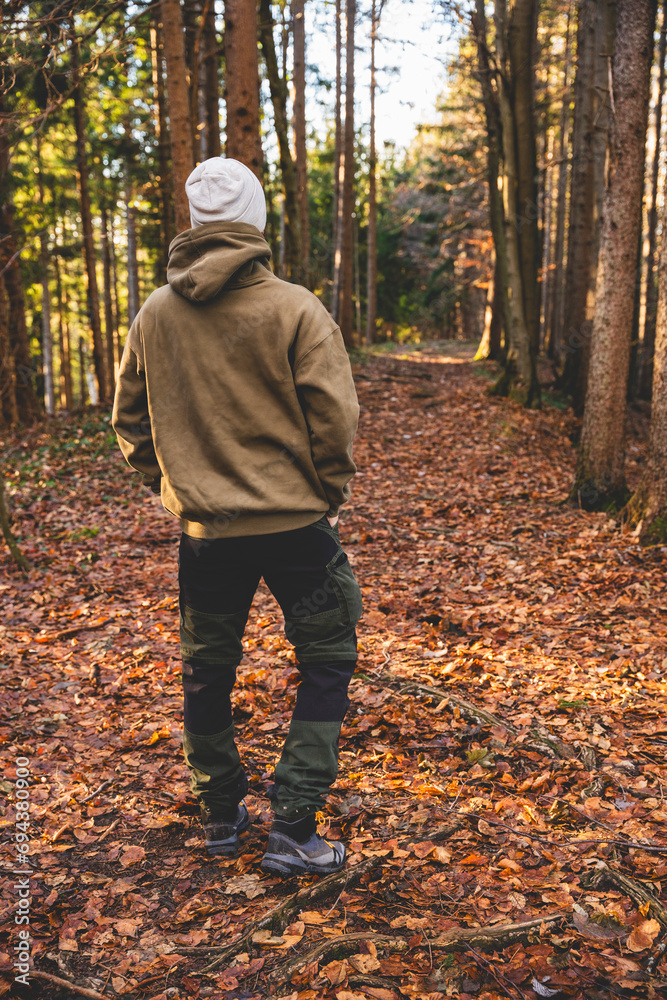 Man in autumn forest Man in autumn forest