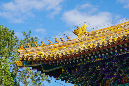 Auspicious Beast on the eaves of Dacheng Gate of Beijing Temple of Confucius photo