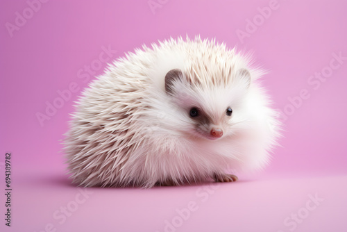 Cute Baby Hedgehog Portrait in Bold Minimalist Studio. Generative AI illustration