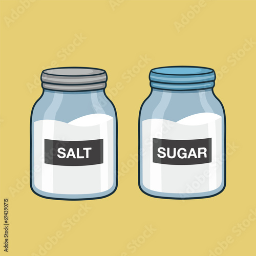 Salt and sugar in the jar. vector illustration design