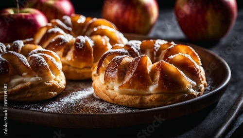 Delicious Apple Danish Isolated on a Background, Generative AI