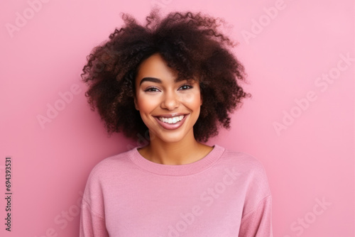 Black African girl selfie on the pastel background