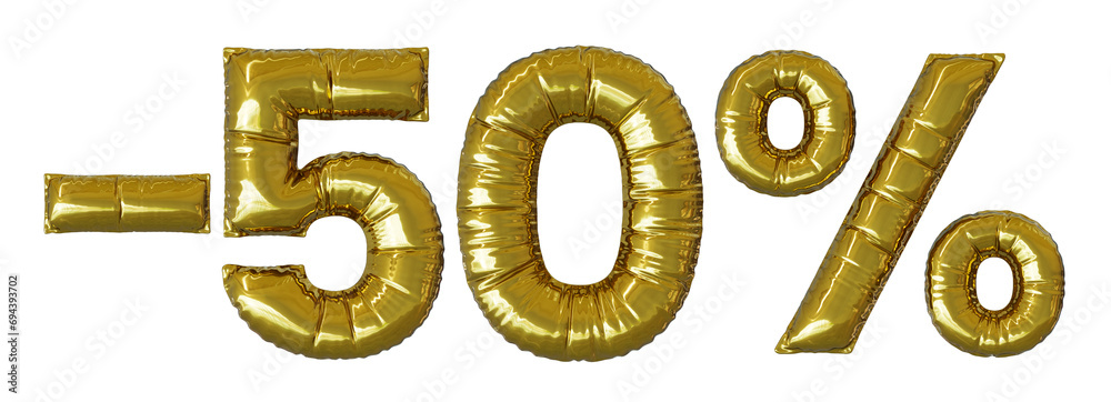 50 % percent foil balloon discount sign, realistic 3d render, mylar balloon , special price offer 50 % percent foil balloon discount sign, realistic 3d render, mylar balloon , special price offer