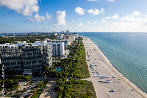Miami Beach, Florida, USA - Aerial view of the boardwalk and hotels along Mid Beach © Mdv Edwards