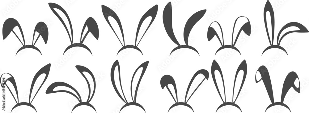 Bunny ears mask icon set - obrazy, fototapety, plakaty 