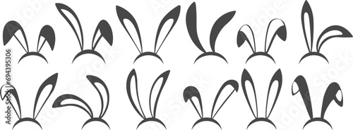 Bunny ears mask icon set photo