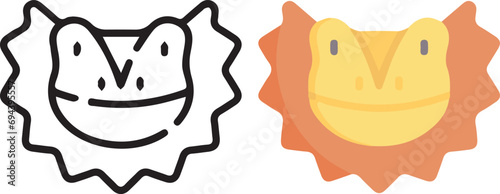 Vector illustration of animal faces. lineal and color with cute style.