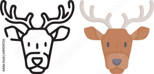 Vector illustration of animal faces. lineal and color with cute style.
