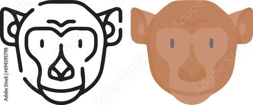 Vector illustration of animal faces. lineal and color with cute style.