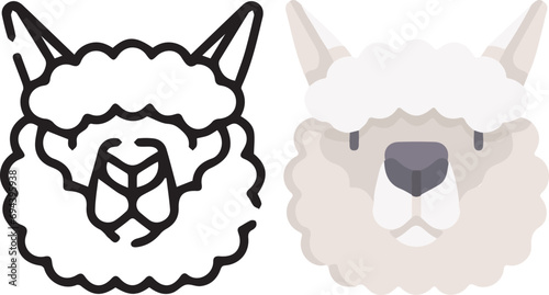 Vector illustration of animal faces. lineal and color with cute style.