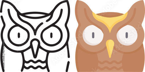 Vector illustration of animal faces. lineal and color with cute style.