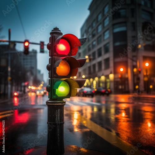 Traffic light on the street Generative AI