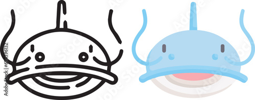 Vector illustration of animal faces. lineal and color with cute style.