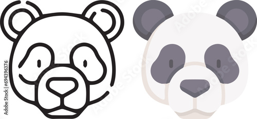 Vector illustration of animal faces. lineal and color with cute style.