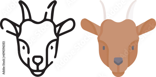 Vector illustration of animal faces. lineal and color with cute style.