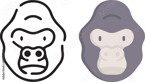 Vector illustration of animal faces. lineal and color with cute style.