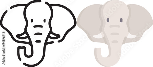 Vector illustration of animal faces. lineal and color with cute style.