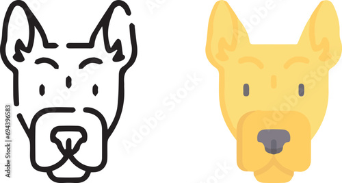 Vector illustration of animal faces. lineal and color with cute style.