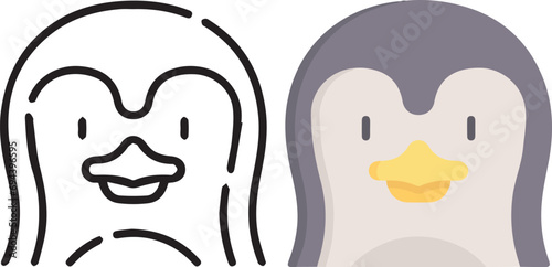 Vector illustration of animal faces. lineal and color with cute style.