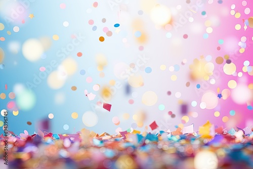 congratulatory background with colored confetti and serpentine 