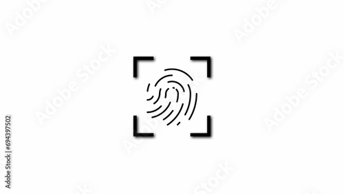 Black fingerprint icon centered within focus brackets on a white background.