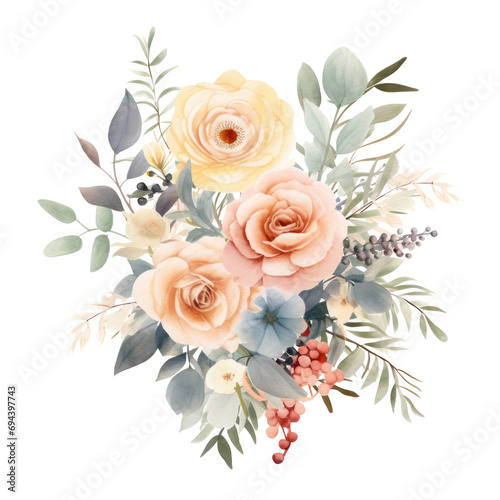 Isolated wedding bouquet in soft hues, a dreamy and romantic floral arrangement