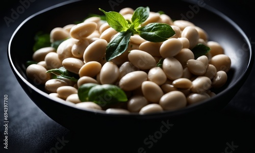 Healthy White Bean Salad Isolated on a Background  Generative AI