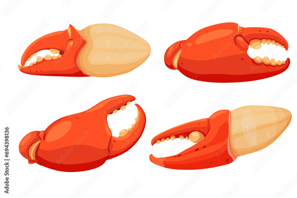 Boiled crab claws, crab meat with crab meat isolated on white background. Vector eps 10. perfect for wallpaper or design elements Boiled crab claws, crab meat with crab meat isolated on white background. Vector eps 10. perfect for wallpaper or design elements