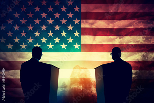 USA political concepts, vote US elections, republicans democrats polarization. photo