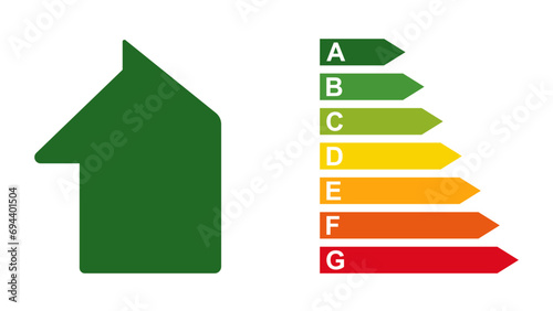 energy efficiency chart.
energy efficiency house icon eco graphic vector.
energy saving idea.