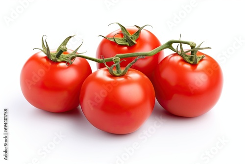 Ripe, red Tomatoes on white background. Generative AI