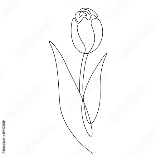 Vector Flower Drawn in One Line