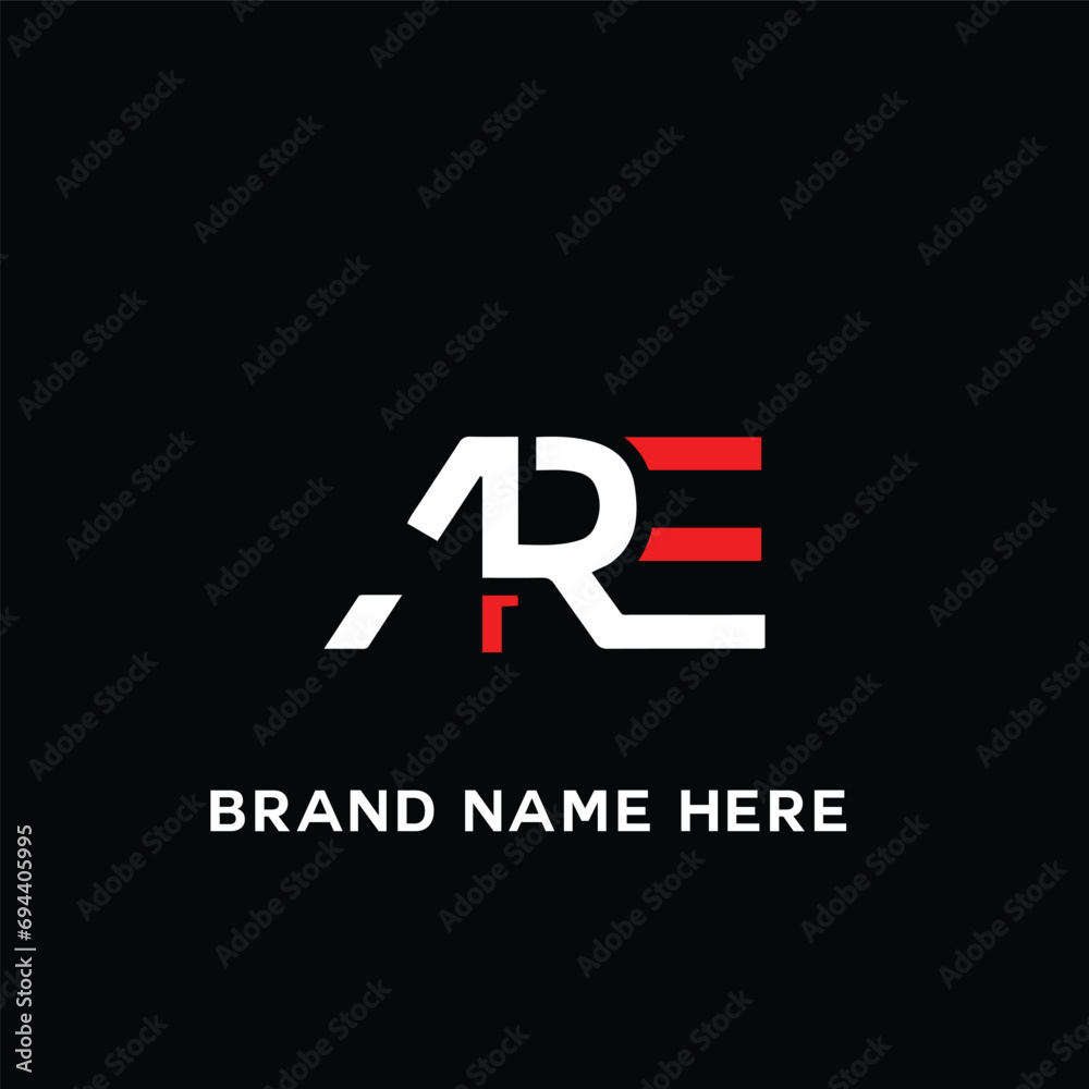 ARE A R E letter logo design. Initial letter ARE linked circle uppercase monogram logo white color. ARE logo, A R E design. ARE, A R E