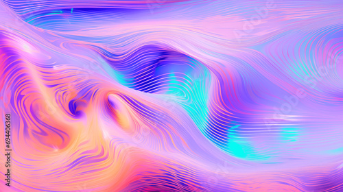 Energy Waves Deep Dream Pattern Abstract Neon Background. Mindfulness, Consciousness, Electronic Music, Neural Networks, AI Concept. Future Technology, Materials. Reality, Modern Etherial Cyber Vibe