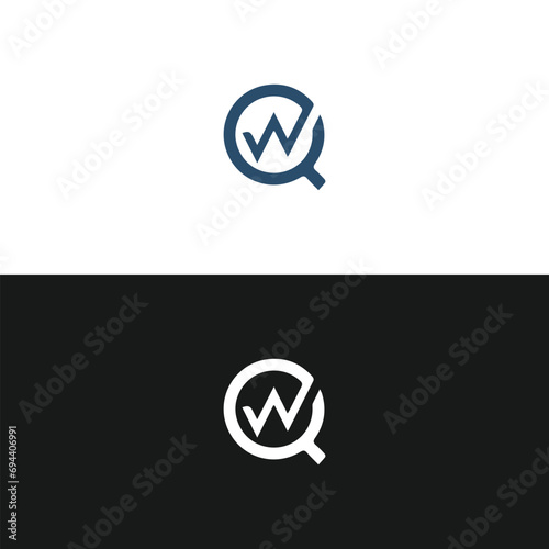 QW Q W letter logo design. Initial letter QW linked circle uppercase monogram logo white color. QW logo, Q W design. QW, Q W photo