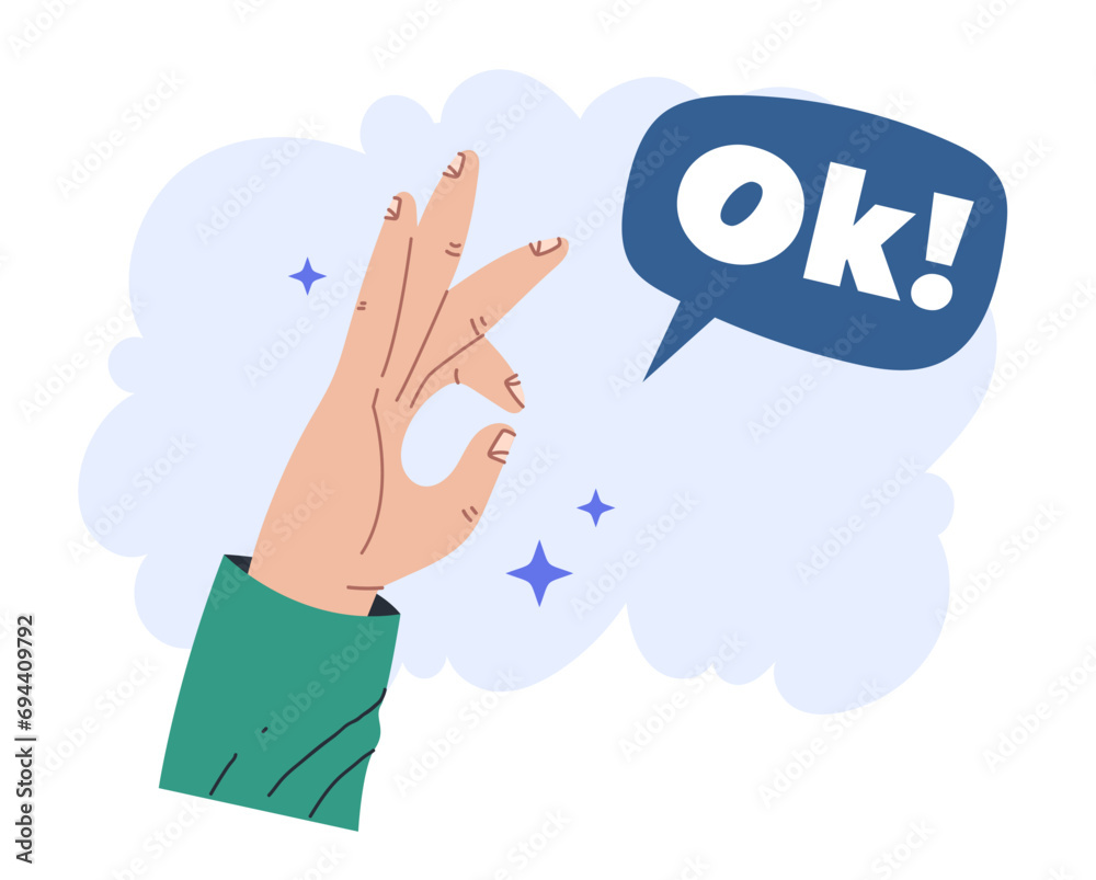 Ok sign hand finger agreement gesture approval concept. Vector flat graphic design illustration Ok sign hand finger agreement gesture approval concept. Vector flat graphic design illustration